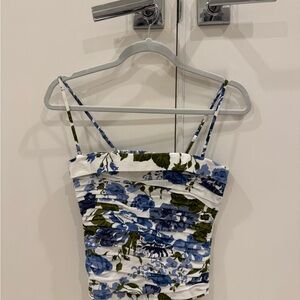 Floral Blue and White Women's Top